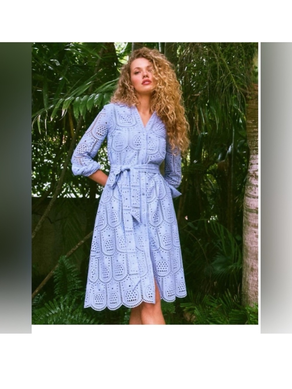 NWT 16 Lilly Pulitzer Eira Eyelet Midi Shirtdress dress In Jacaranda blue.